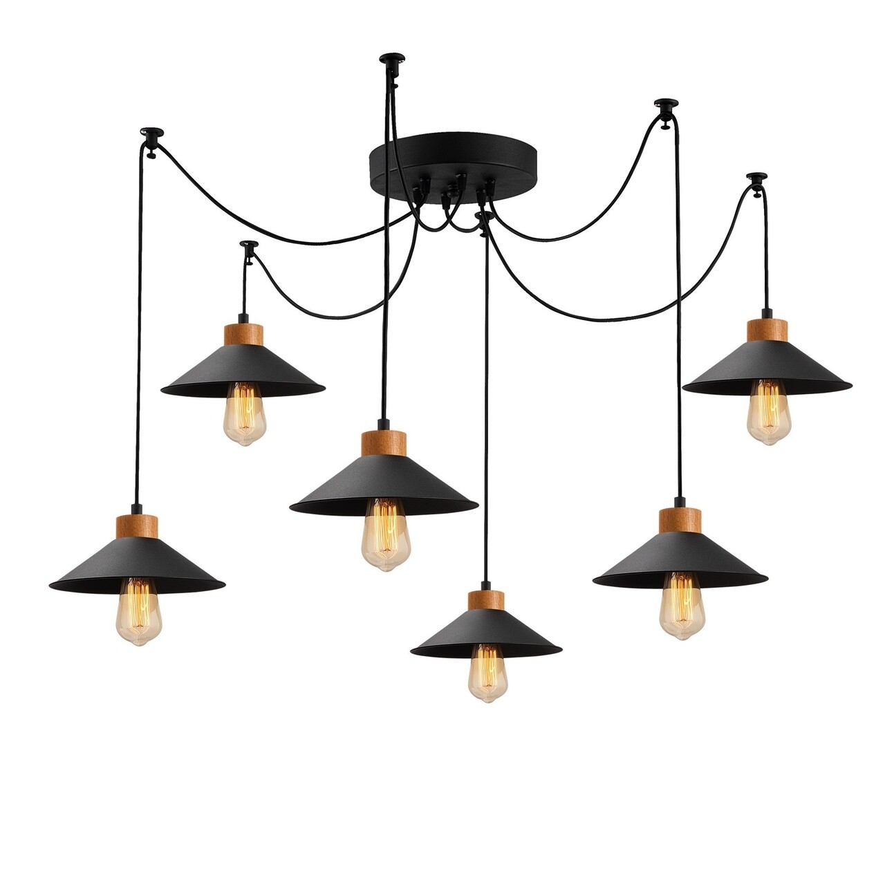 Candelabru Manavgat N-559, Noor, 100 x 144 cm, 6 x E27, 100W, negru - imagine 5